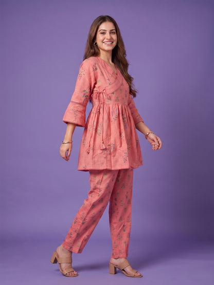 Angrakha Style Top with Pant Cord set