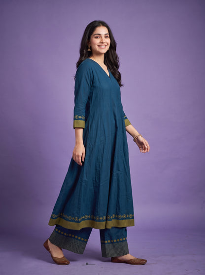 Cotton Linen - Anarkali Kurtaset with Duapatta