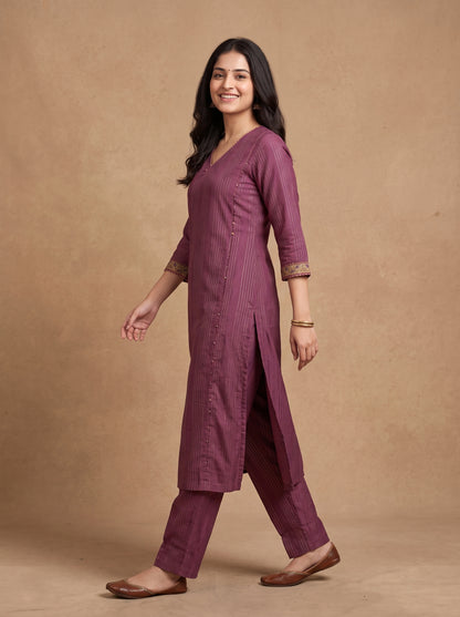 Cotton Linen - A-Line Kurtaset with Duapatta