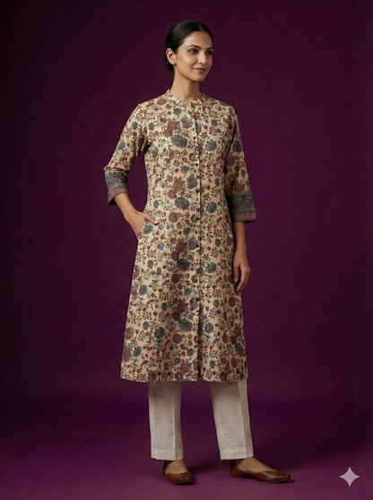 Ivory Mandarin Cotton Kurta