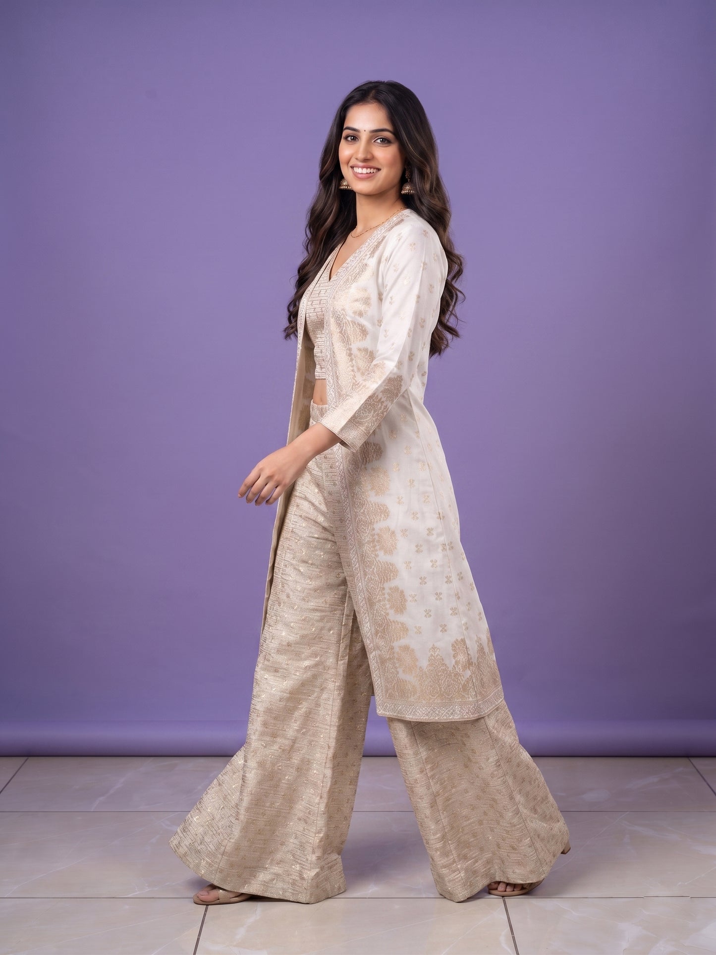 Ivory V Neck Viscose 3PCS Set