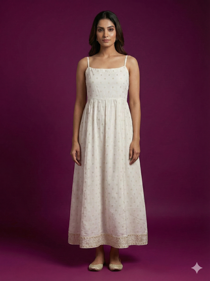 White Round Neck Rayon 2PCS Set