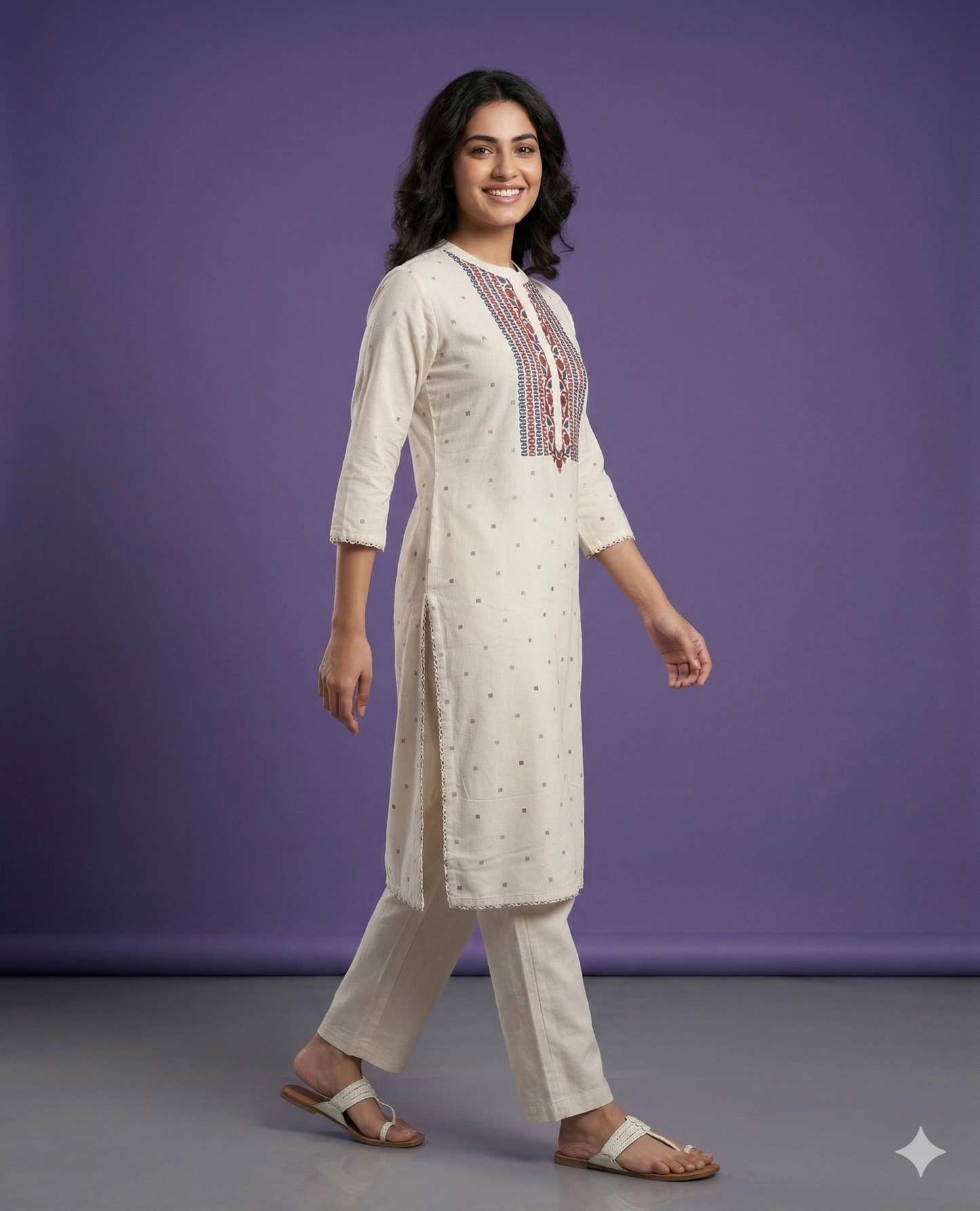 Ivory Mandarin Cotton Kurta