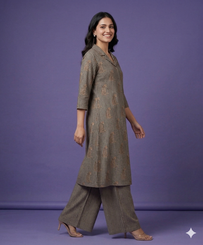 Black Collard Cotton Cord Set