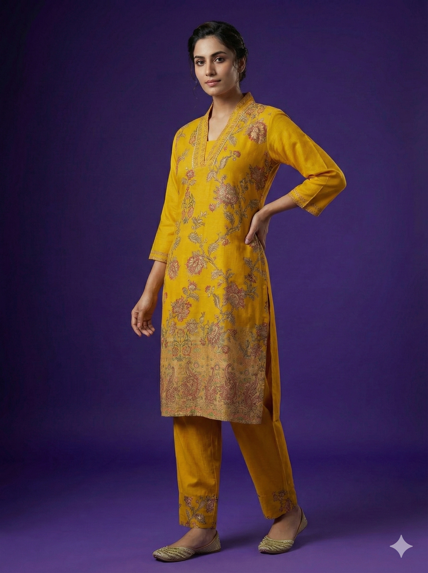 Yellow Deep-V Silk Cord Set