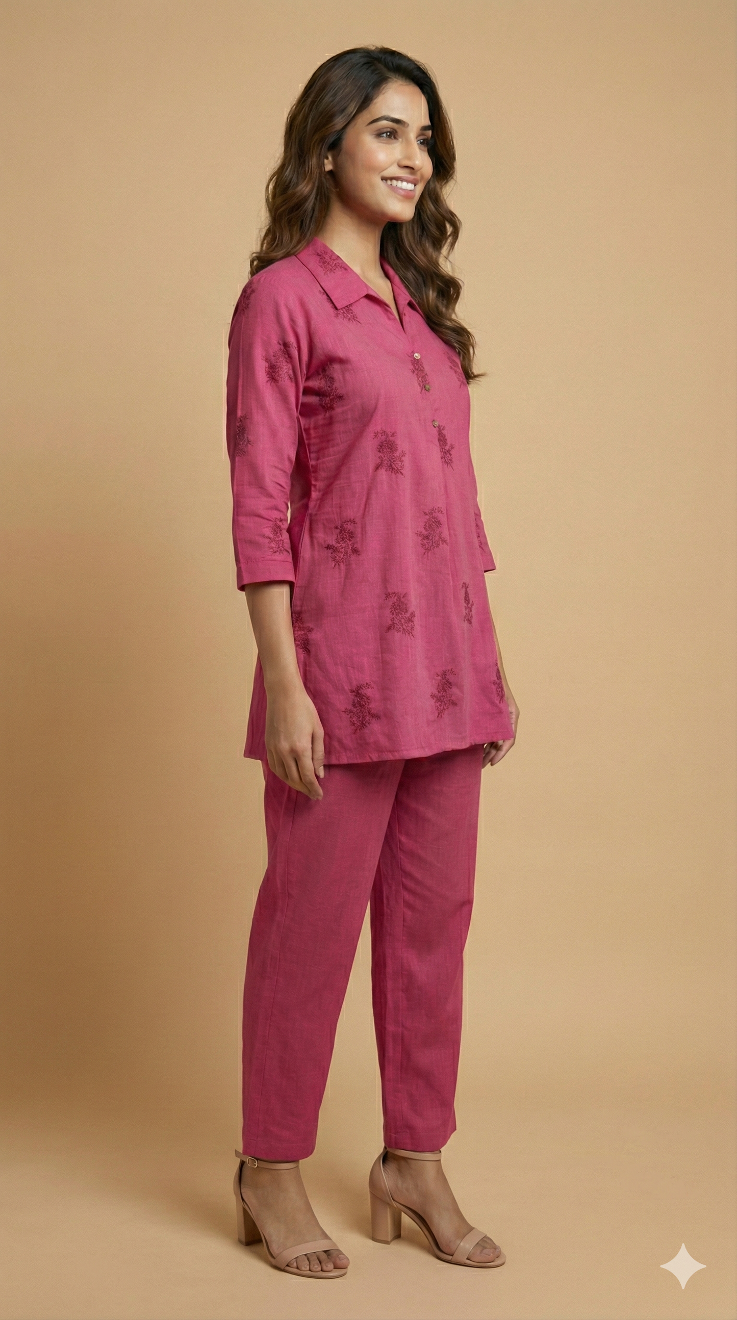 Pink Collard Cotton Cord Set