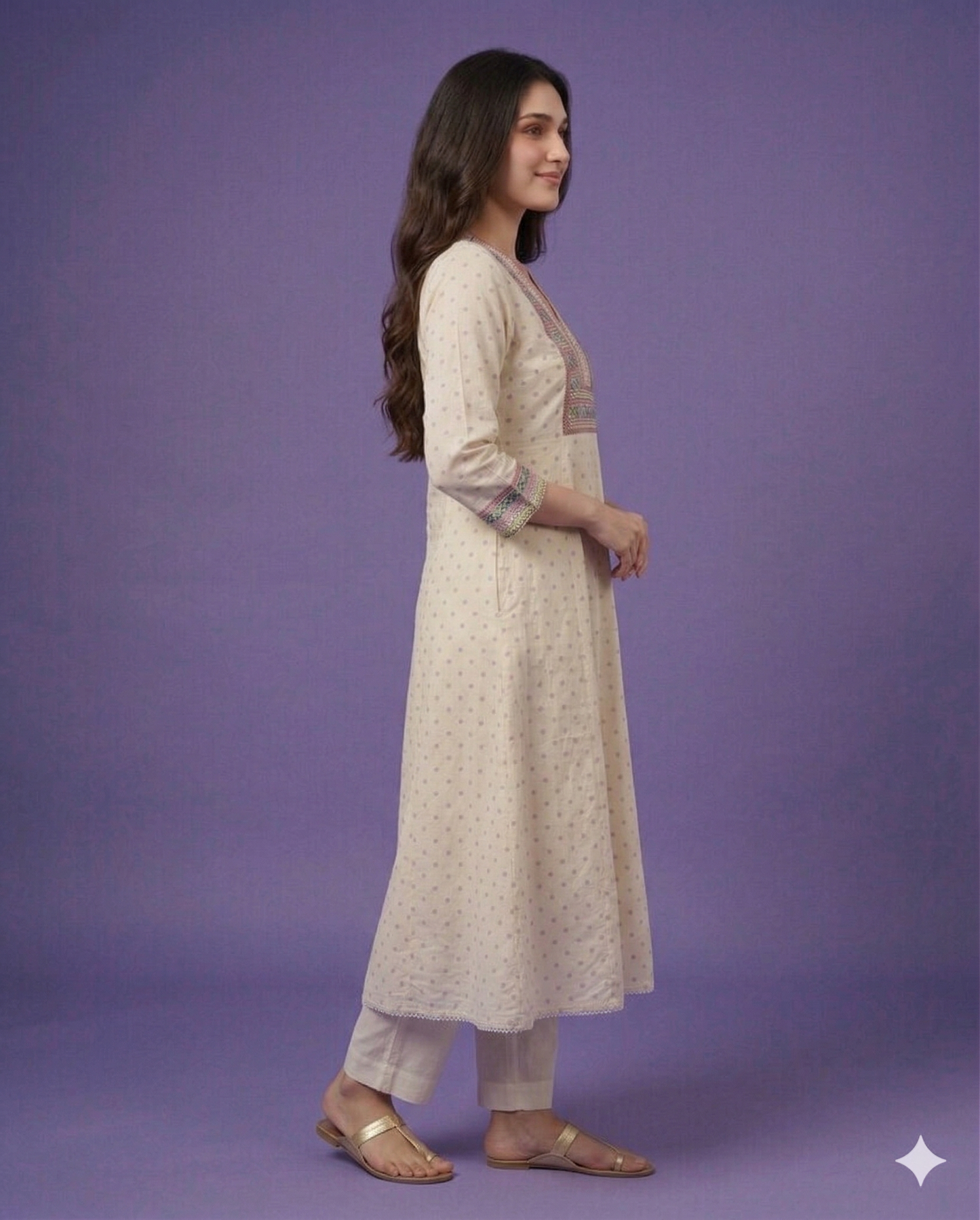 Ivory V Neck Cotton Gown