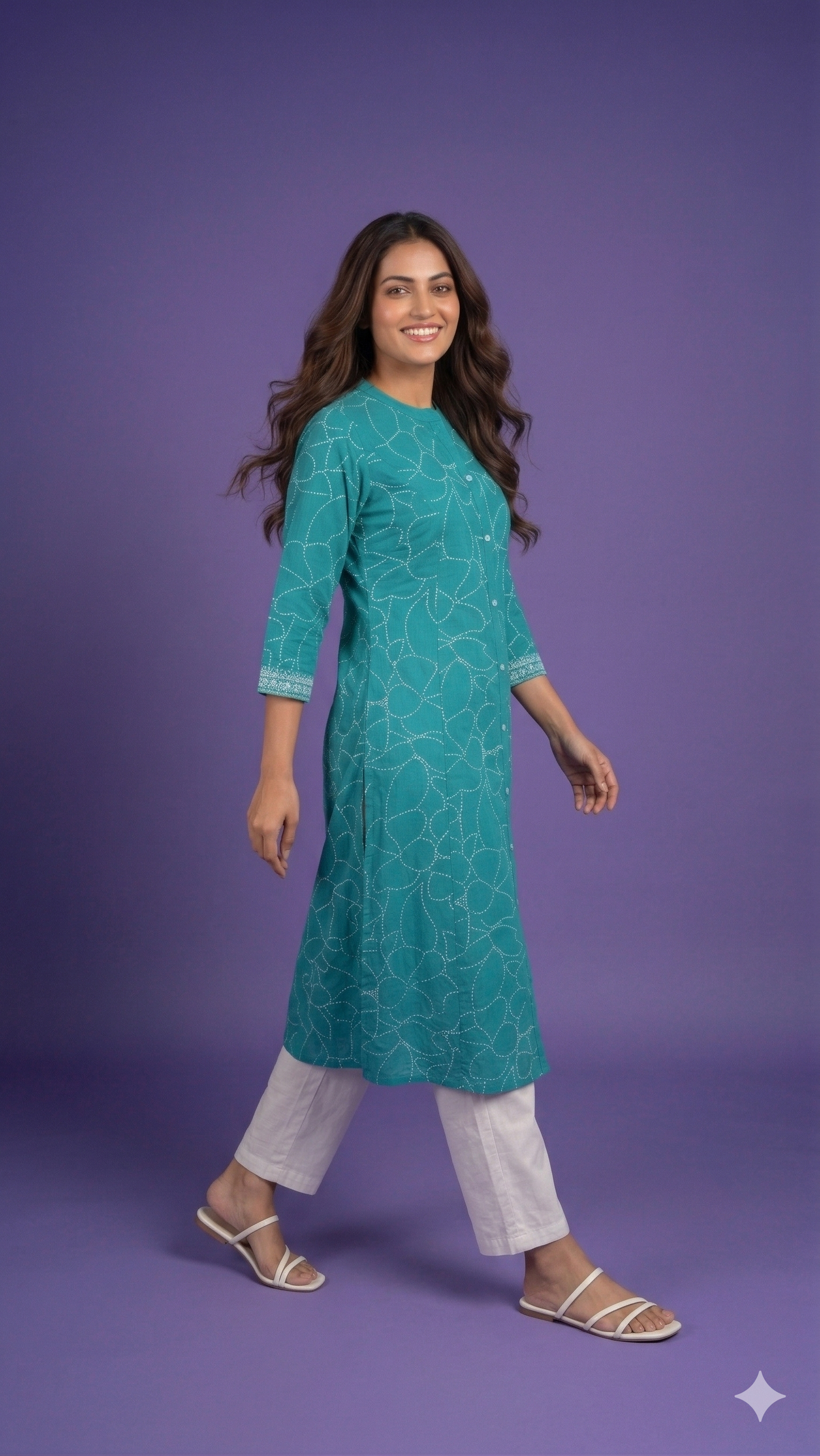 Blue Mandarin Cotton Kurta