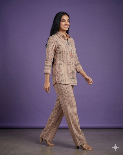 Ivory Collard Cotton Short Kurta