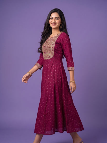 Pink Round V Neck Slik Gown