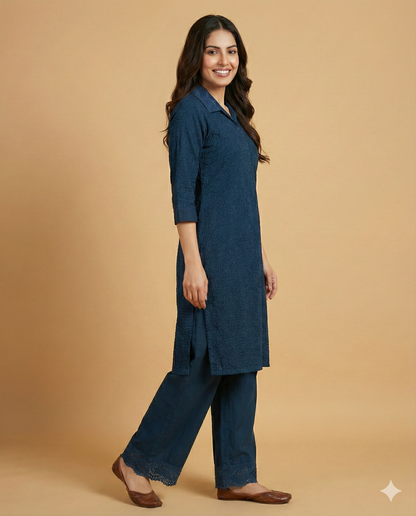 Blue Collard Cotton Cord Set