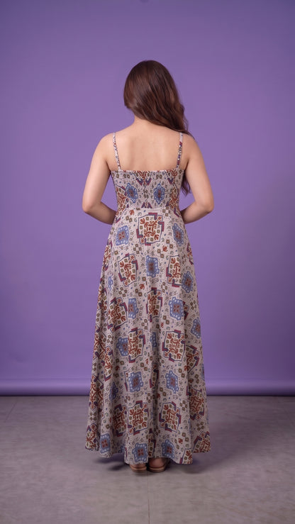 G Pruple Notched Collar Cotton Mulmul Gown With Crop Jacket