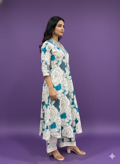 Ivory Deep-V Cotton Cord Set