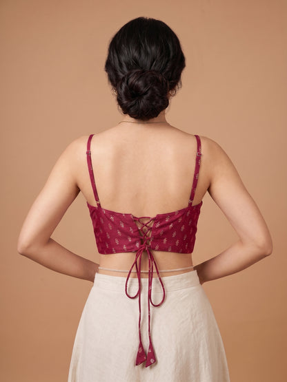Mullberry Round Neck Viscose  Spaghetti Crop Top