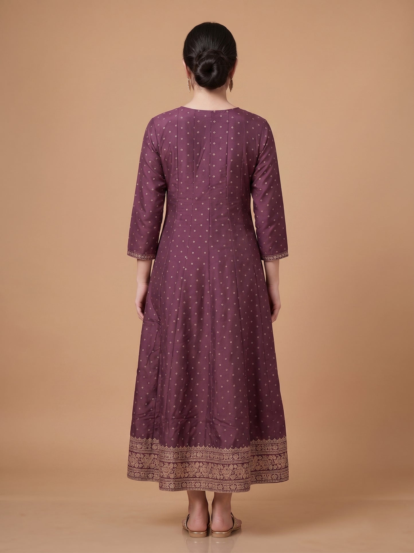 Anarkali Kurta with Golden Zari Print