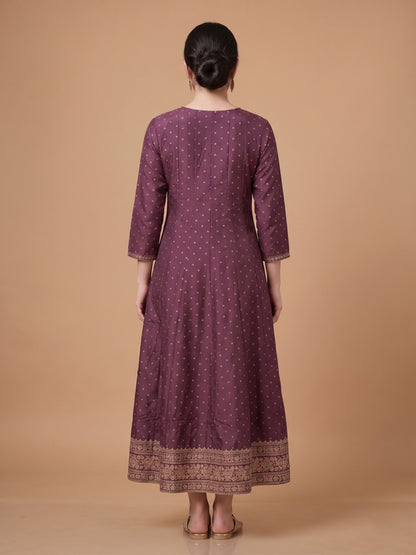 Anarkali Kurta with Golden Zari Print