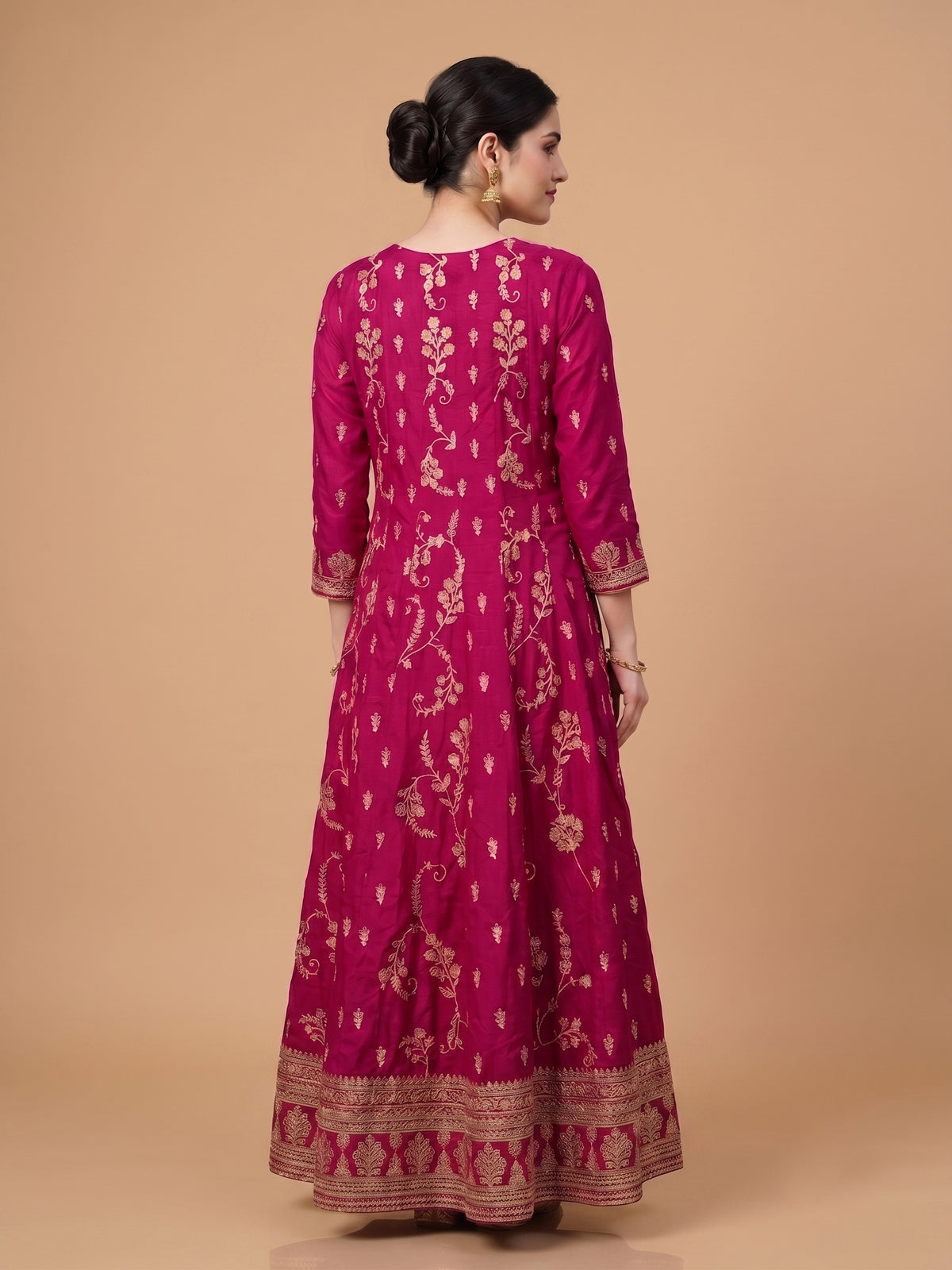 Purple Organza Dupatta V-Neck Ethnic Festive & Wedding Wear 2 Pes Set