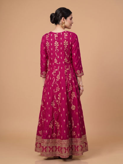 Purple Organza Dupatta V-Neck Ethnic Festive & Wedding Wear 2 Pes Set