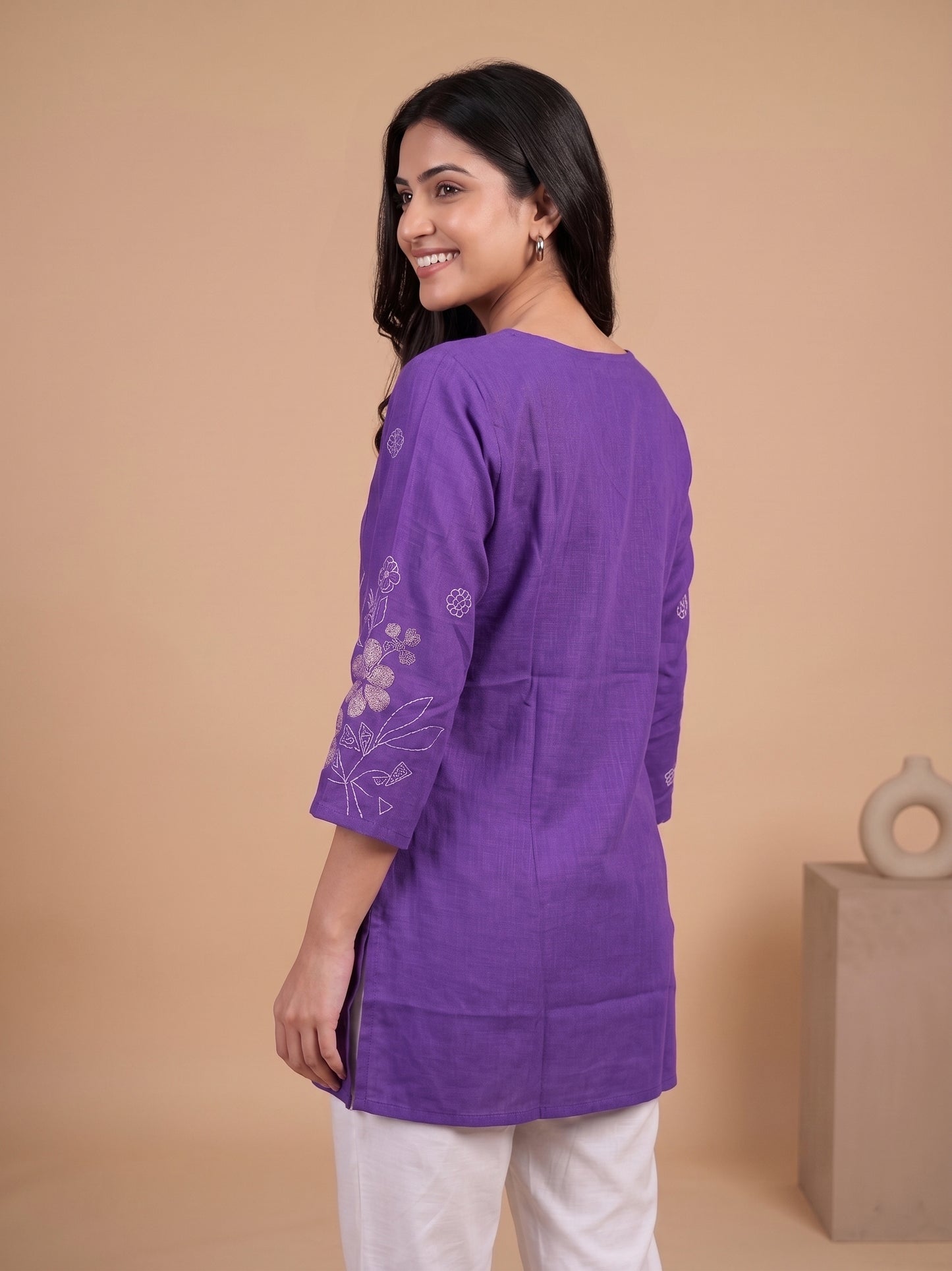 100% Cotton Lavender Pintuck Straight Tunics