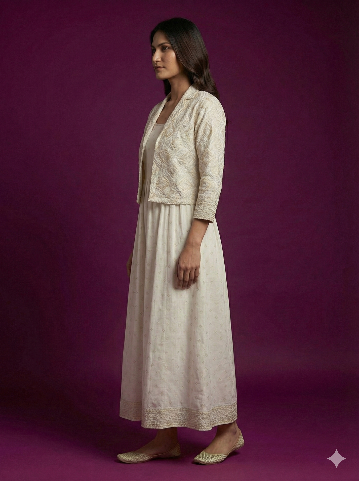 White Round Neck Rayon 2PCS Set