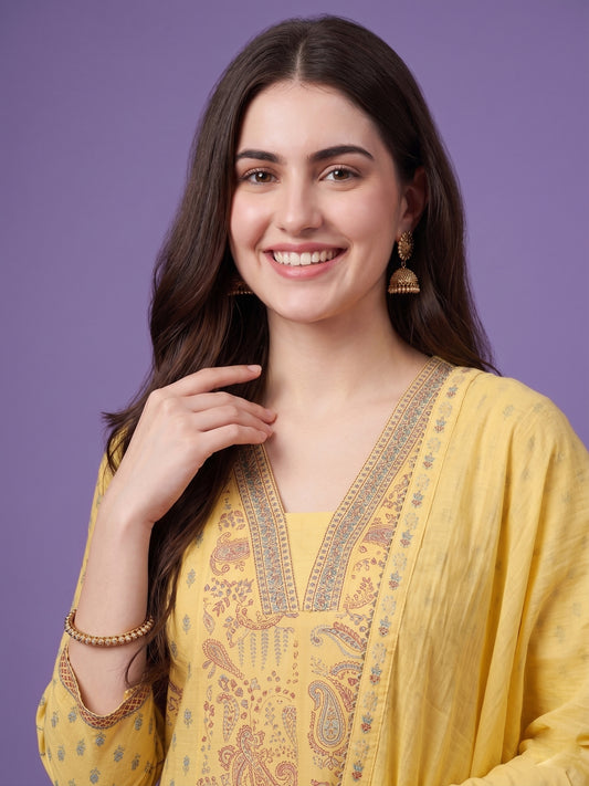 100% Cotton Anarkali Kurtaset with Duapatta