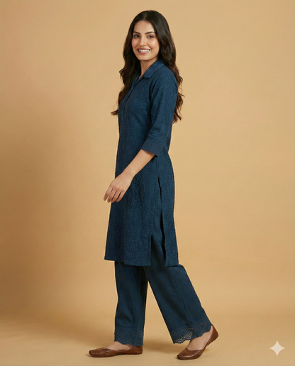 Blue Collard Cotton Cord Set