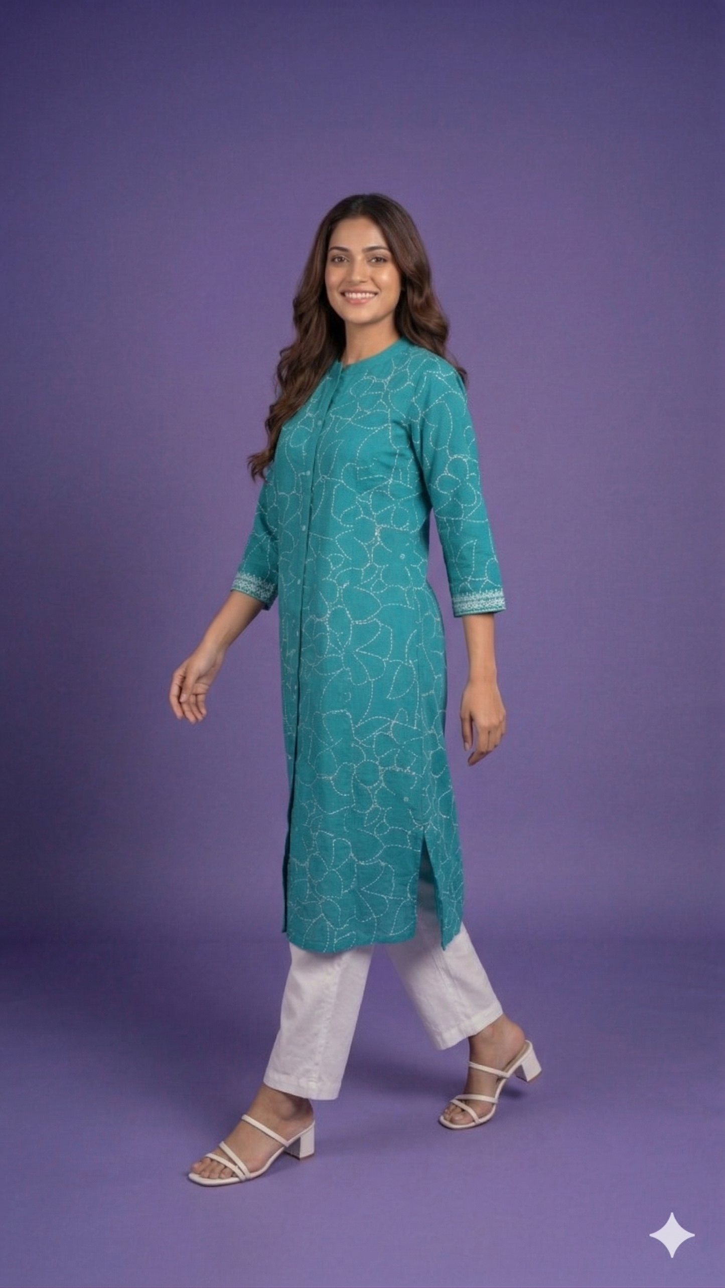 Blue Mandarin Cotton Kurta