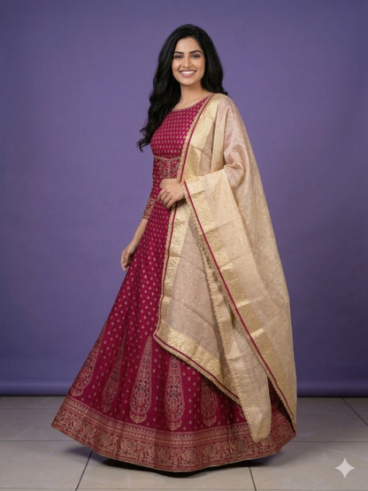 Pink Round Neck Silk 3PCS Set