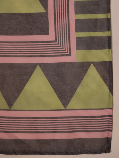 Green V Neck Cotton Kurta Set with Dupatta