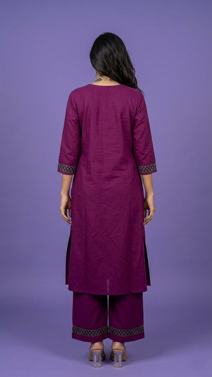 Pink V Neck Slik Cord Set
