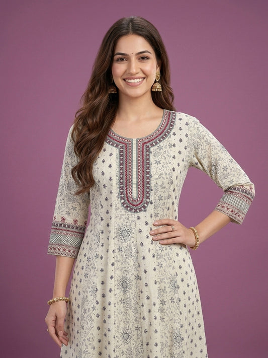 100% Cotton Anarkali Kurta set with Duapatta