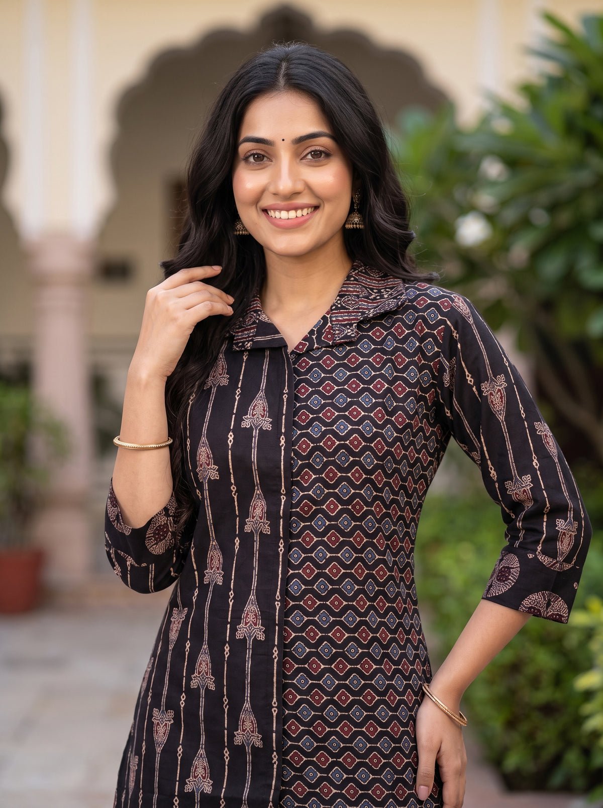 Black Printed Straight Tunic