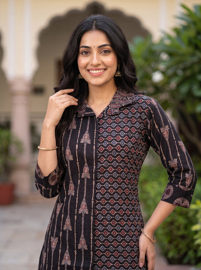 Black Printed Straight Tunic