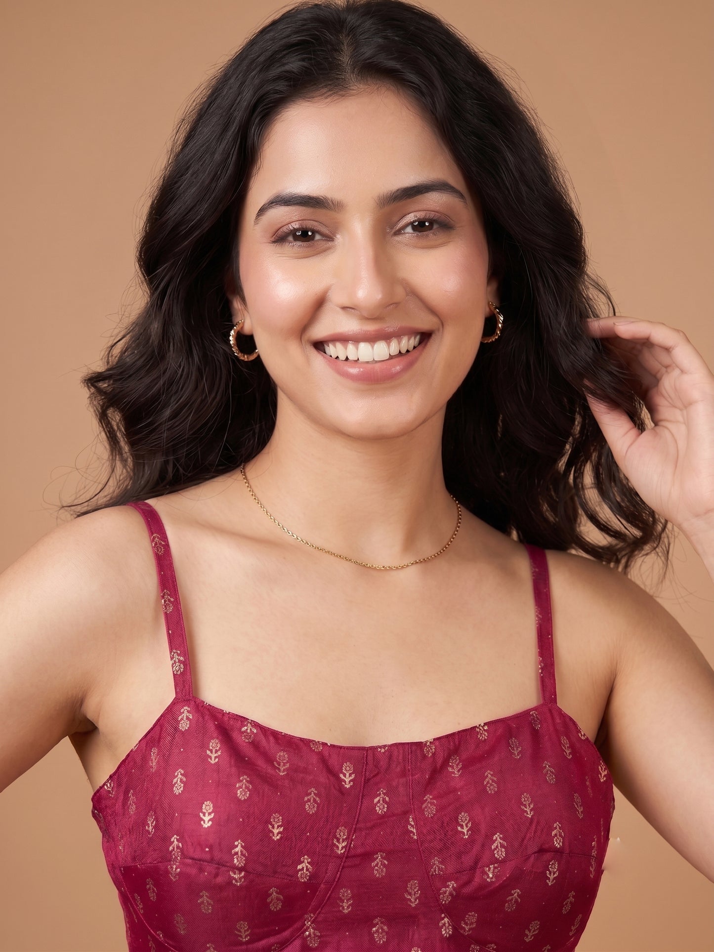 Mullberry Round Neck Viscose  Spaghetti Crop Top