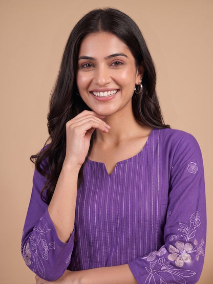 100% Cotton Lavender Pintuck Straight Tunics