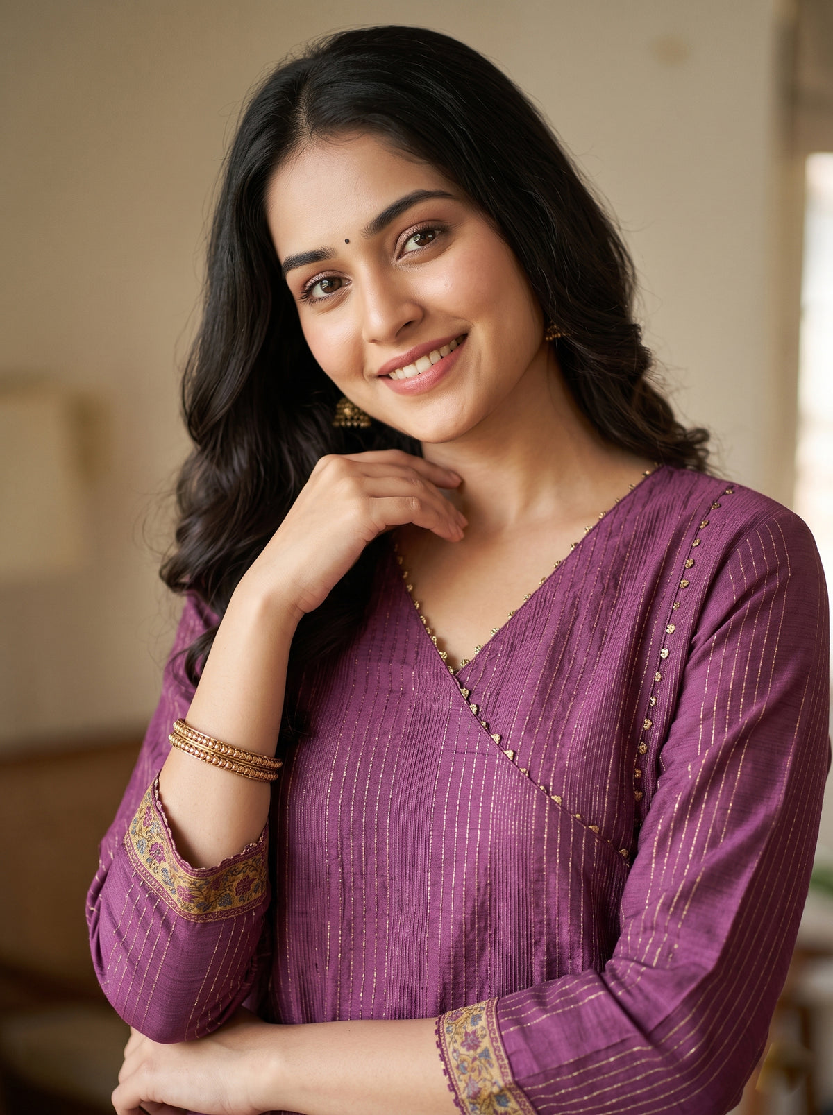 Cotton Linen - A-Line Kurtaset with Duapatta