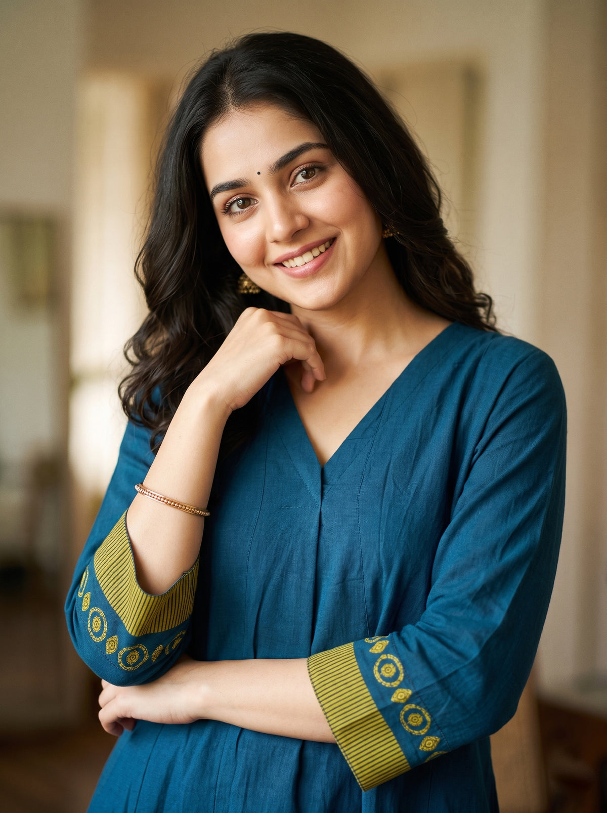 Cotton Linen - Anarkali Kurtaset with Duapatta