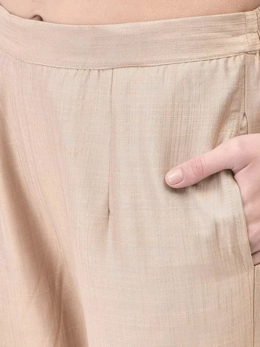 Span Gold Silk Slub Straight Pant