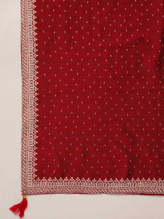 Span Burgundy Visocse Dupatta