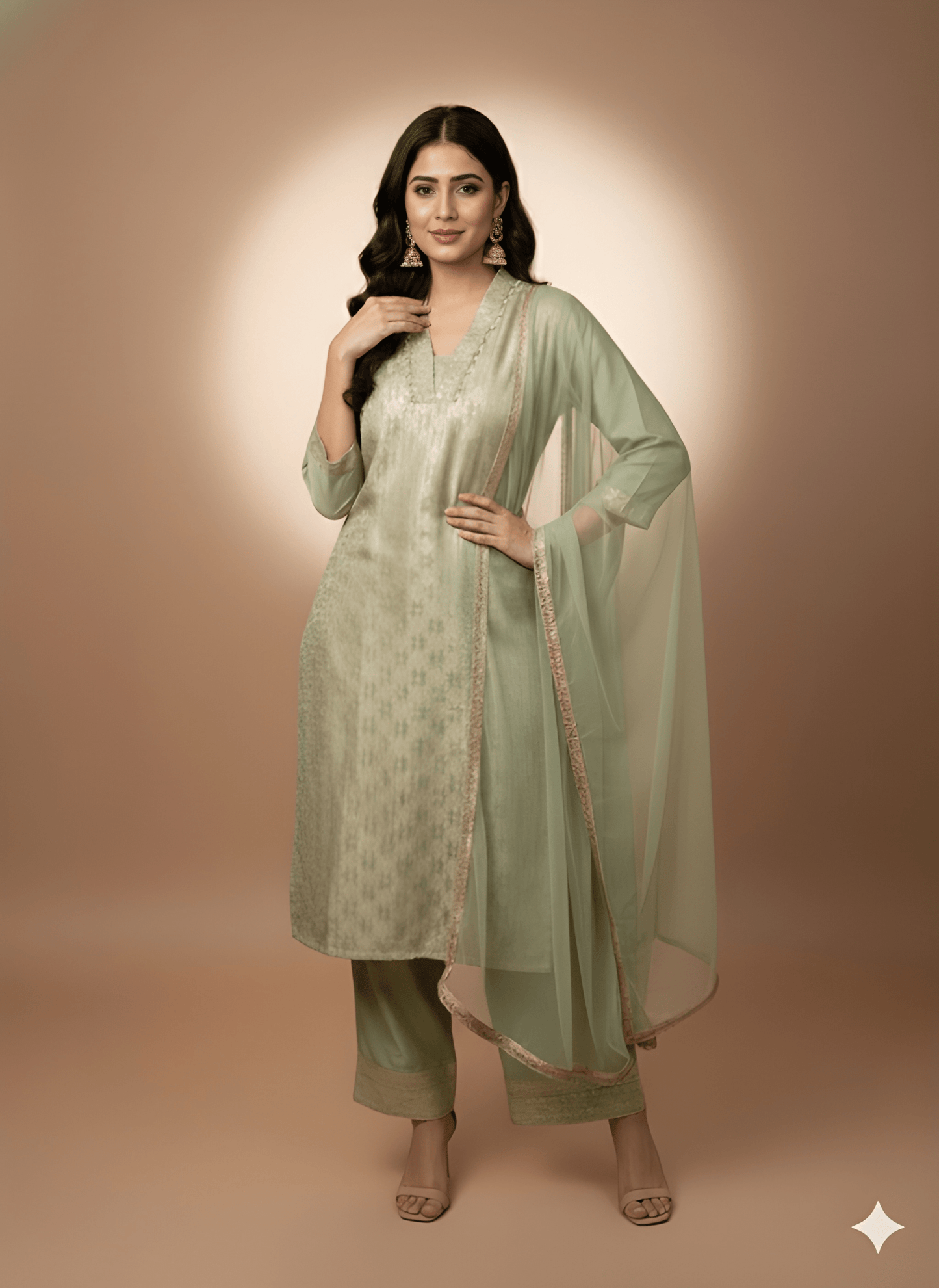 Green Deep-V Rayon Cord Set