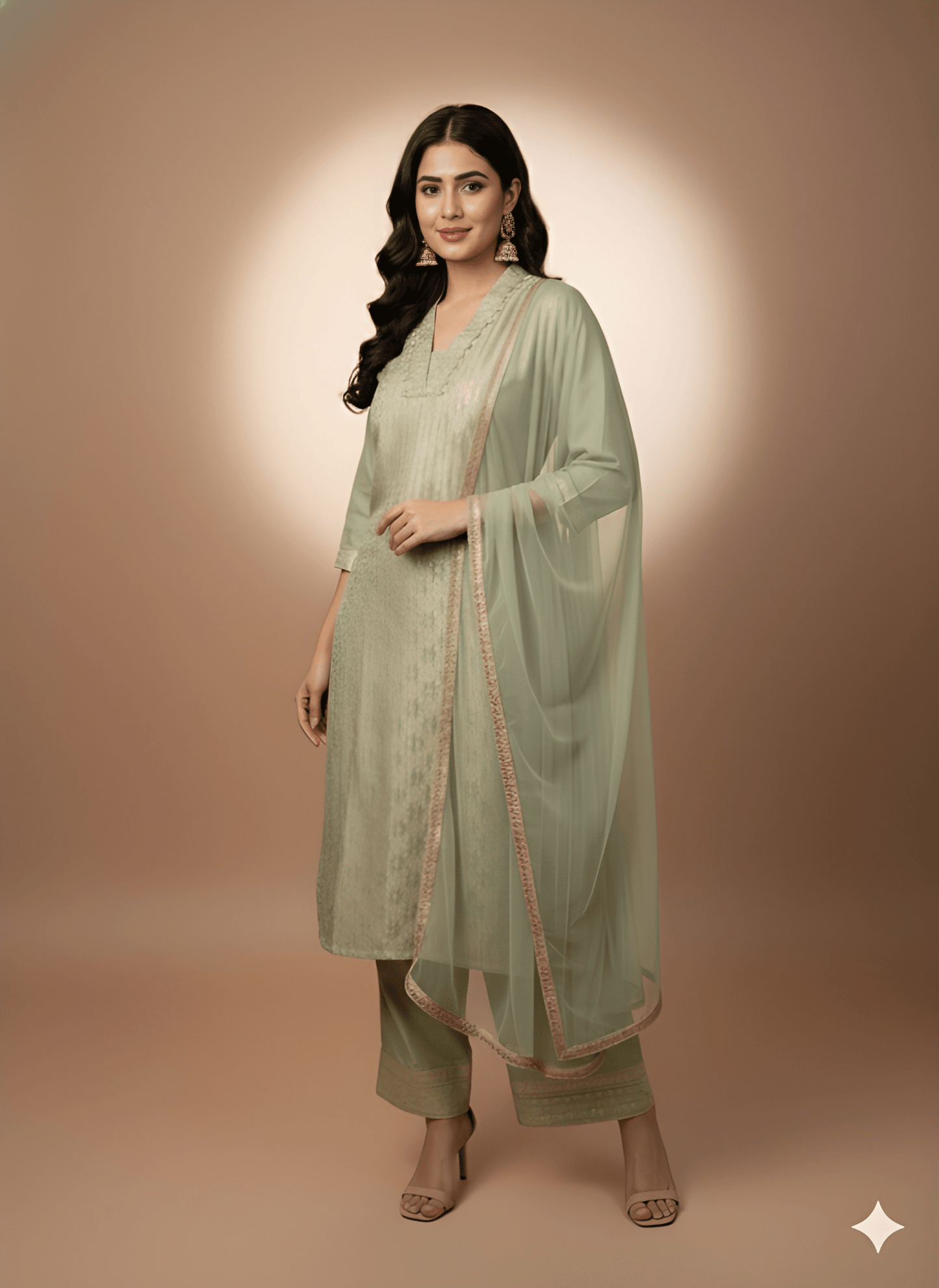 Green Deep-V Rayon Cord Set