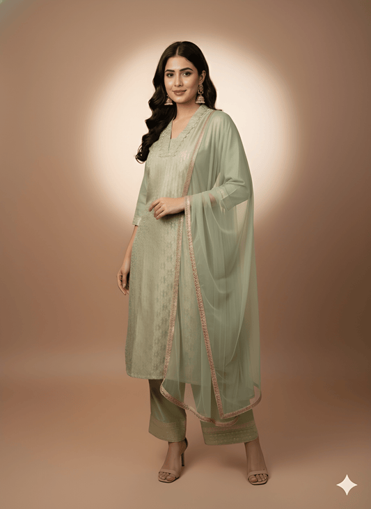 Green Deep-V Rayon Cord Set