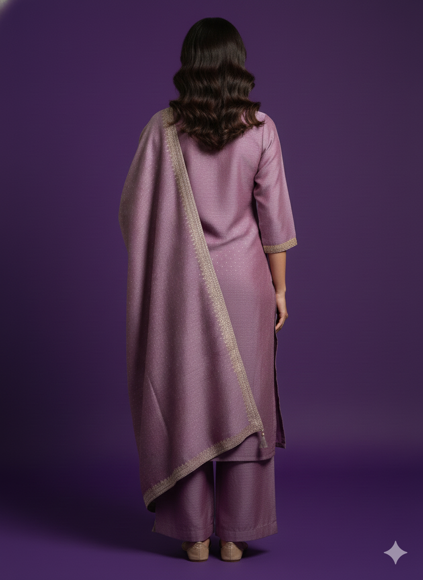 Pink V-Neck Silk Kurta