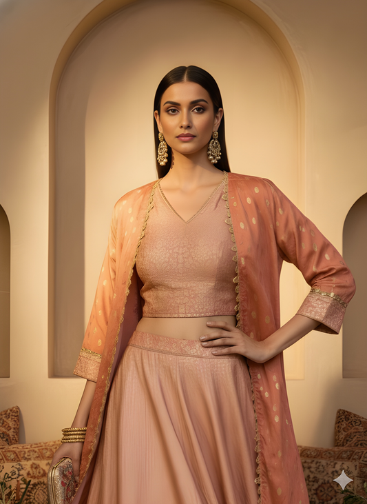 Pink V Neck Viscose 3PCS Set