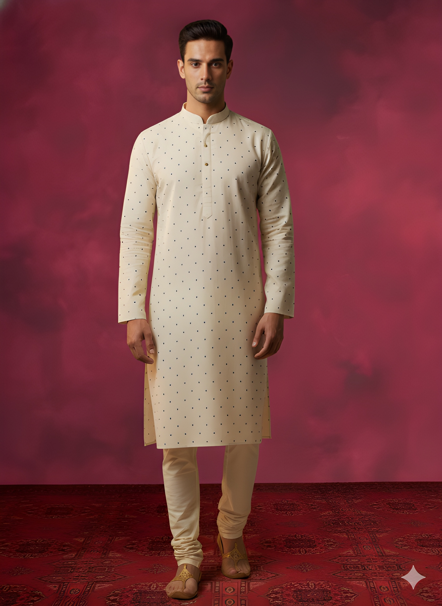 White Mandarin Viscose Kurta