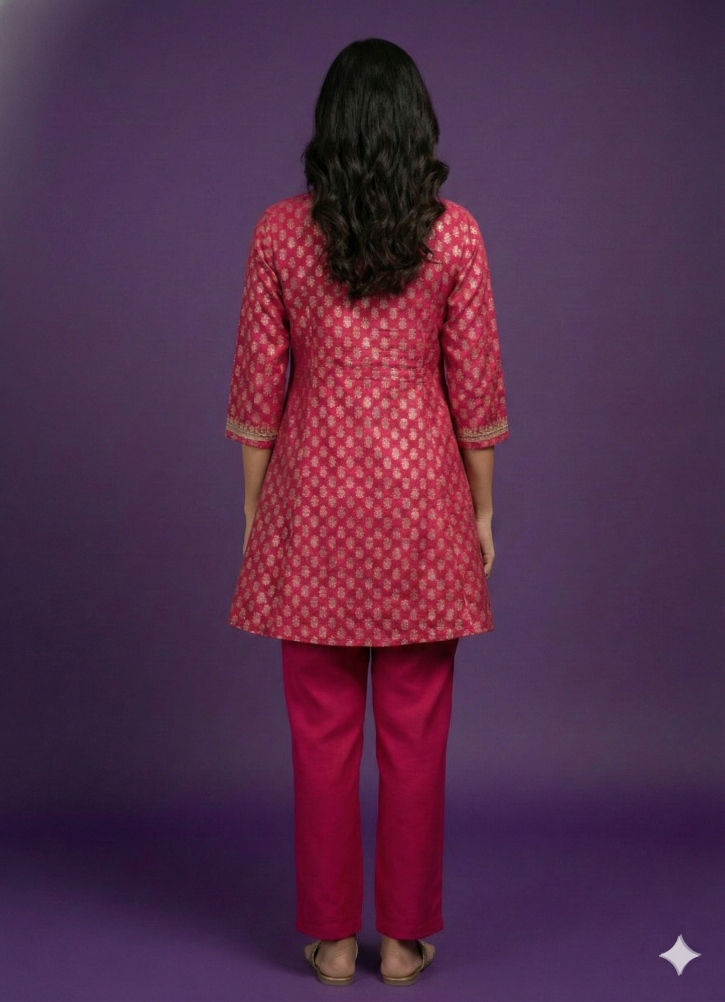 Span Pink Viscose Short Kurta