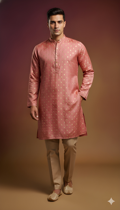 Pink Mandarin Viscose Kurta
