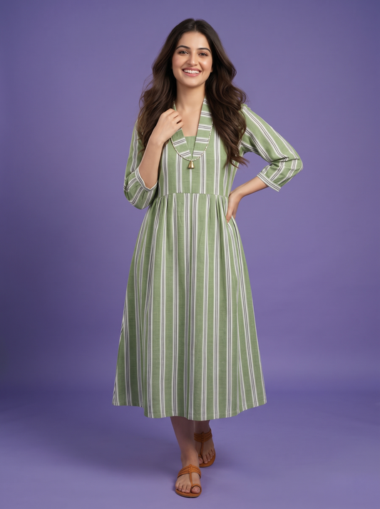 Striped Dress - 100% Woven Cotton