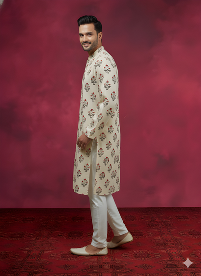 Ivory Mandarin Silk Kurta