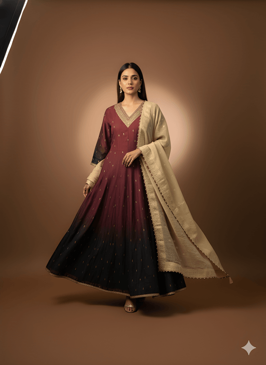 Purple V Neck Viscose 2PCS Set